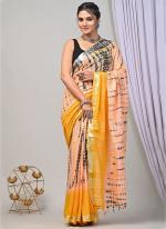 Cotton  Yellow Daily Wear Printed Saree